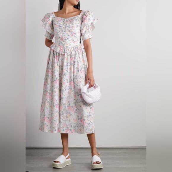 NWT Batsheva X Laura Ashley Tuckernuck Eden Floral Cotton Midi Dress, size 2 - Picture 1 of 6